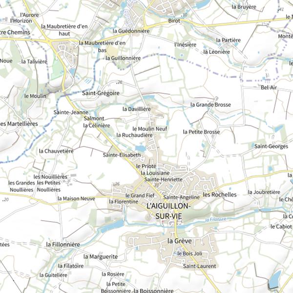 Plan cartographique de Étang de Moulin Neuf, L'Aiguillon-sur-Vie