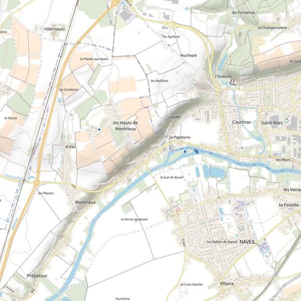 Plan cartographique de Étang de Naveil-Riottes