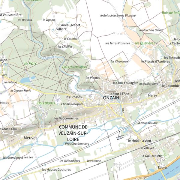 Plan cartographique de Étang de Onzain