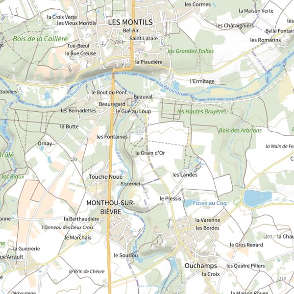 Plan cartographique de Étang de Ouchamps