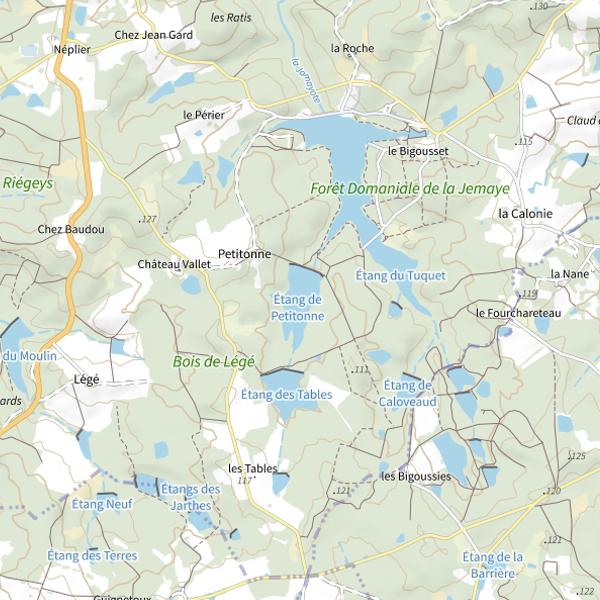 Plan cartographique de Étang de Petitonne