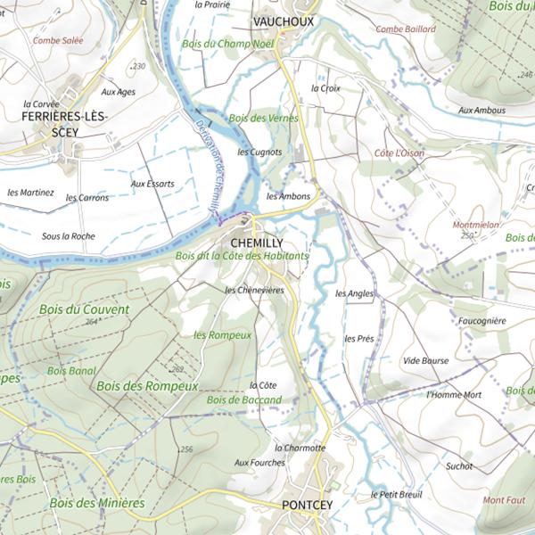 Plan cartographique de Étang de Pontcey
