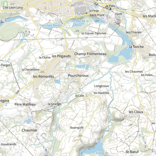 Plan cartographique de Étang de Pourcheroux