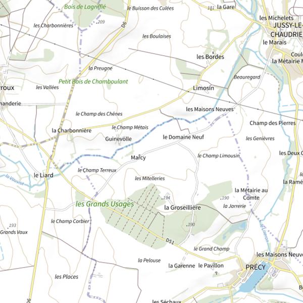 Plan cartographique de Étang de Précy