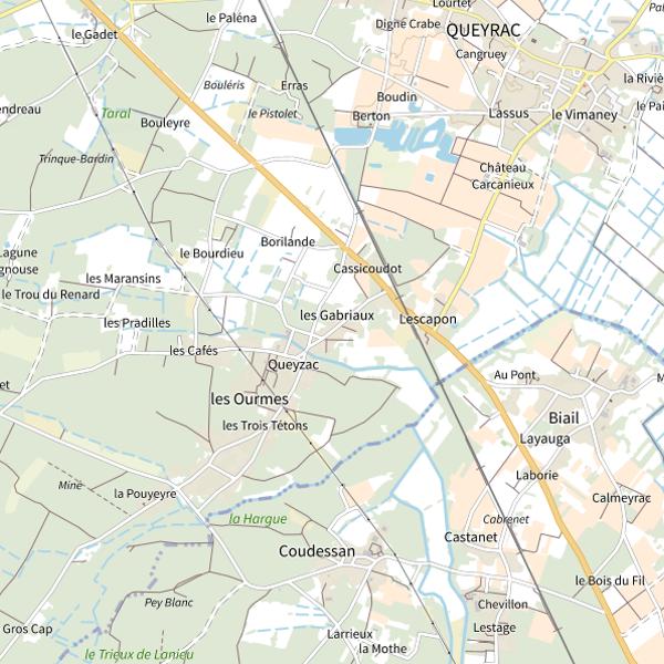 Plan cartographique de Étang de Queyrac
