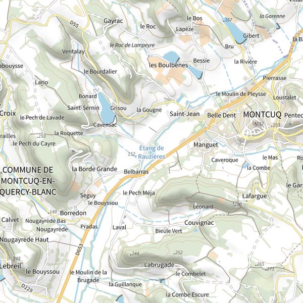 Plan cartographique de Étang de Rauzières
