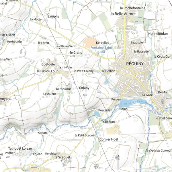 Plan cartographique de Étang de Réguiny