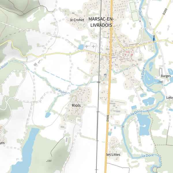 Plan cartographique de Étang de Riols