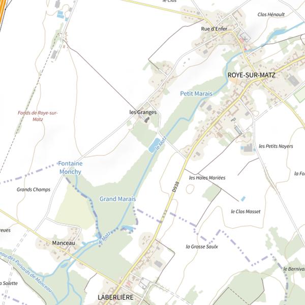 Plan cartographique de Étang de Roy sur Matz
