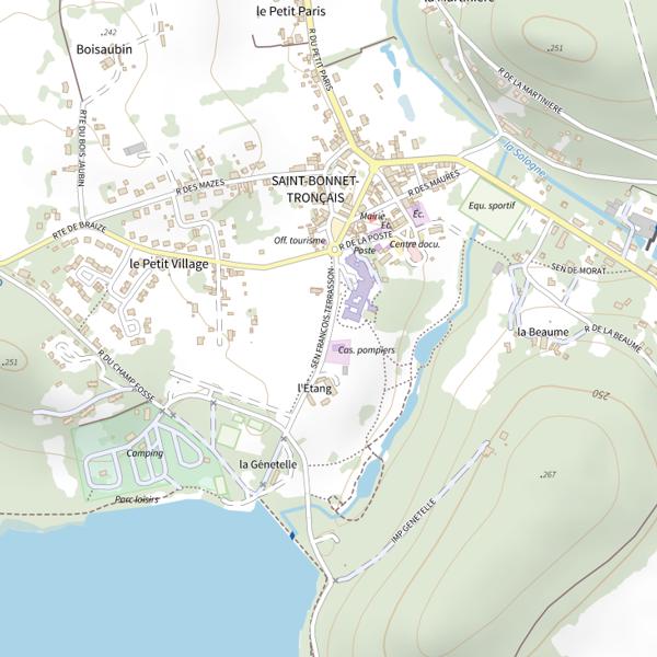 Plan cartographique de Étang de Saint Bonnet et Pirot