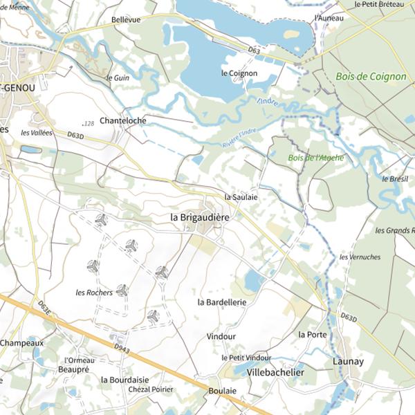 Plan cartographique de Étang de Saint Genou