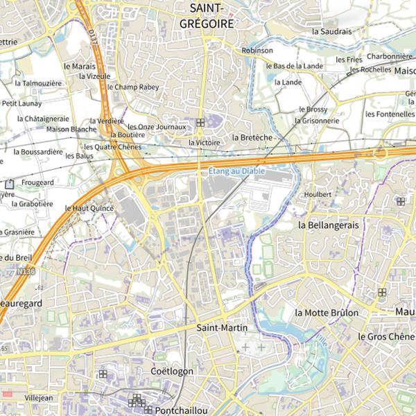 Plan cartographique de Étang de Saint Gregoire