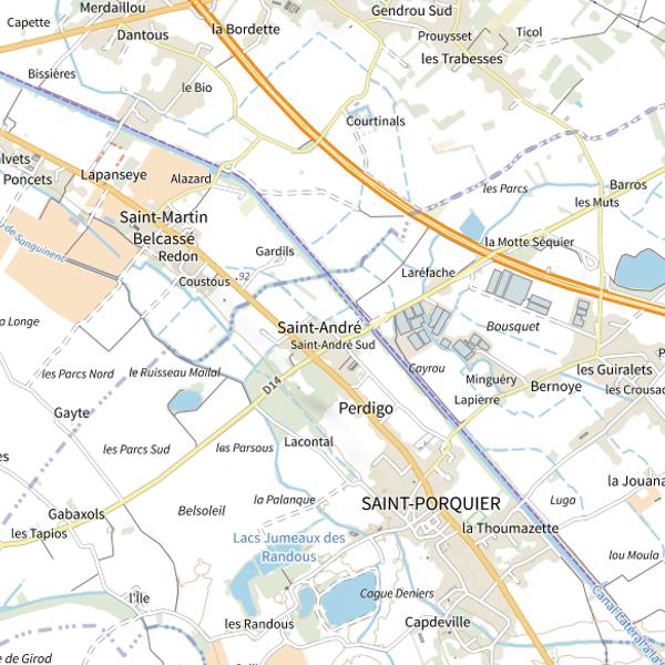 Plan cartographique de Étang de Saint Porquier