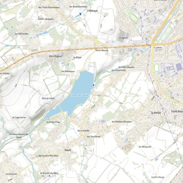 Plan cartographique de Étang de Sault