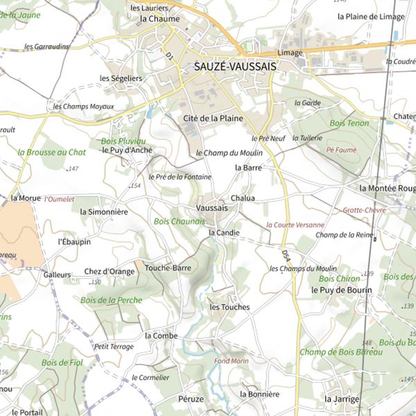 Plan cartographique de Étang de Sauzé Vaussais