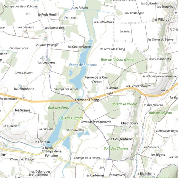 Plan cartographique de Étang de Sépeaux