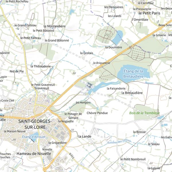 Plan cartographique de Étang de Serrant