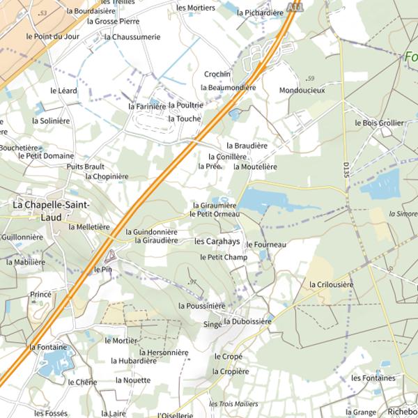 Plan cartographique de Étang de Singé