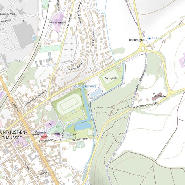 Plan cartographique de Étang de St Just en Chaussée