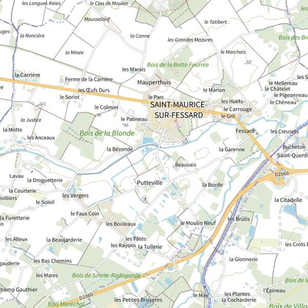Plan cartographique de Étang de St Maurice sur Fessard