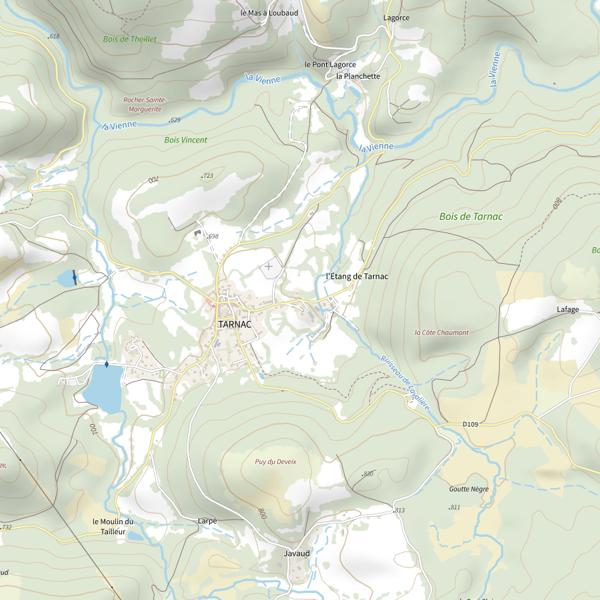 Plan cartographique de Étang de Tarnac