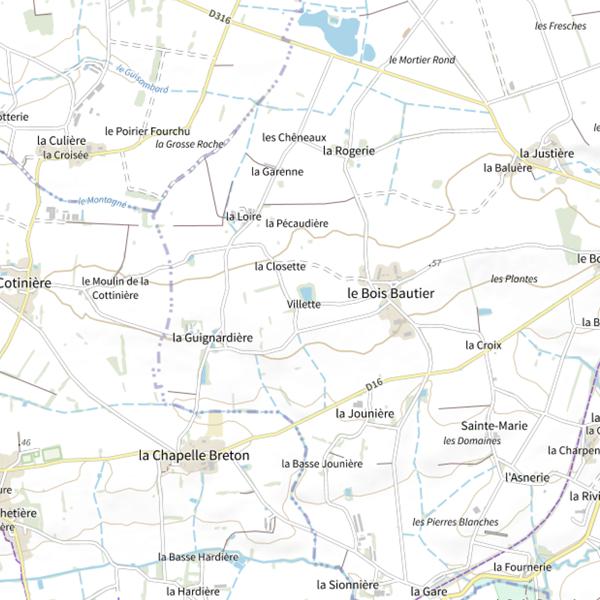 Plan cartographique de Étang de Teillé