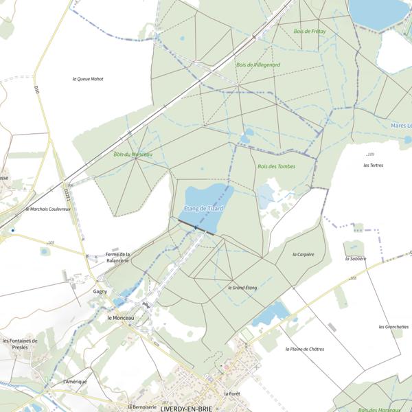 Plan cartographique de Étang de Tizard