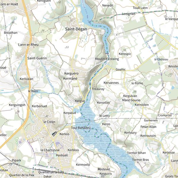 Plan cartographique de Étang de Treauray
