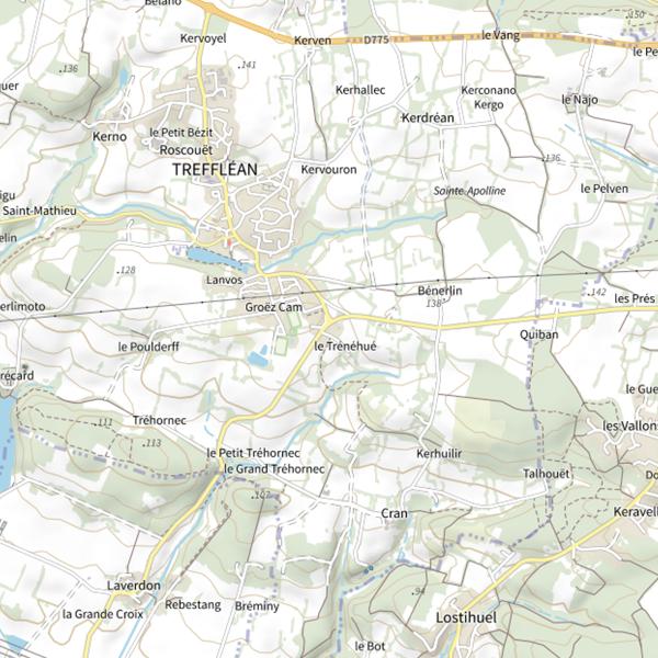 Plan cartographique de Étang de Trégat