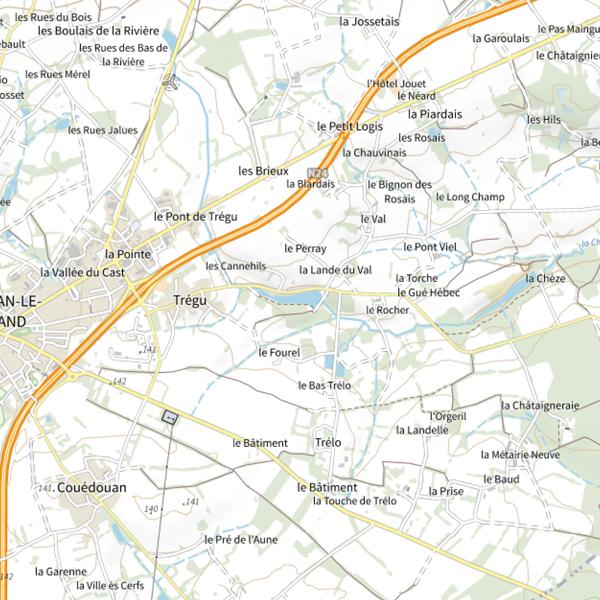 Plan cartographique de Étang de Trégu