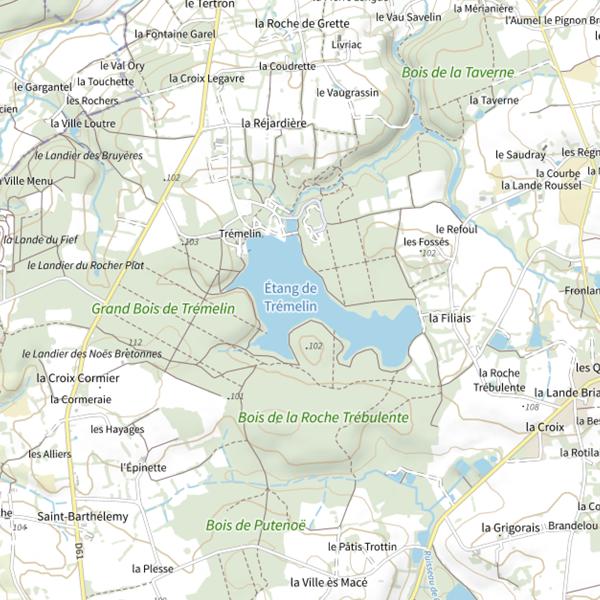 Plan cartographique de Étang de Trémelin