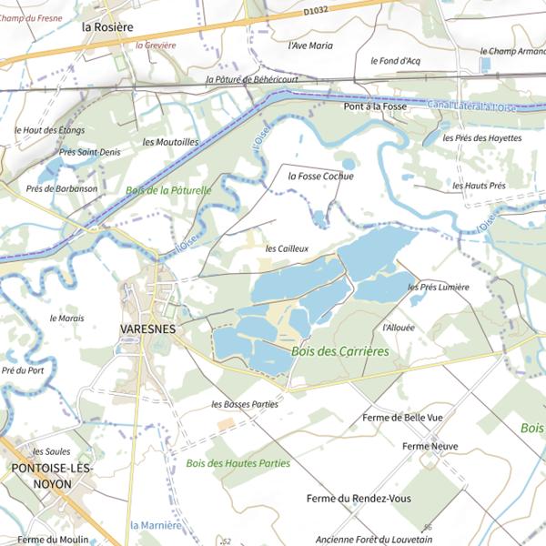 Plan cartographique de Étang de Varesnes