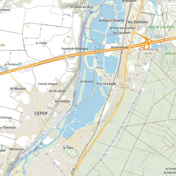 Plan cartographique de Étang de Vaussel – Parcours Passion (Cepoy)