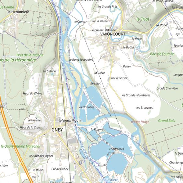 Plan cartographique de Étang de Vaxoncourt