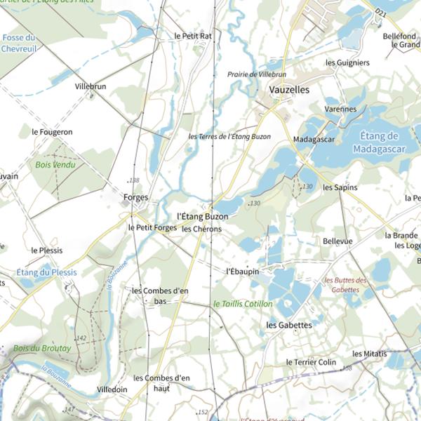 Plan cartographique de Étang de Velles