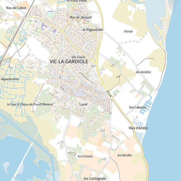 Plan cartographique de Étang de Vic