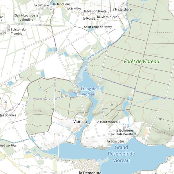 Plan cartographique de Étang de Vioreau