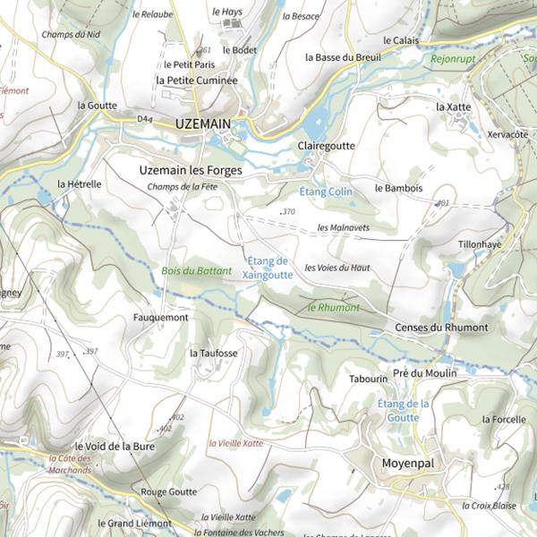 Plan cartographique de Étang de Xaingoutte (Uzemain)