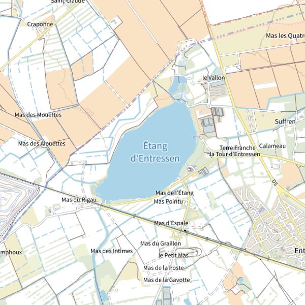 Plan cartographique de Étang d'Entressen