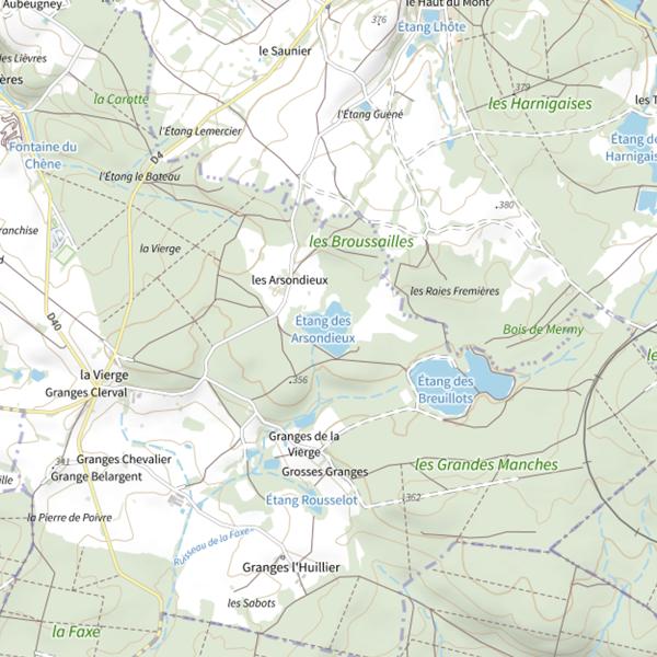 Plan cartographique de Étang des Arsondieux