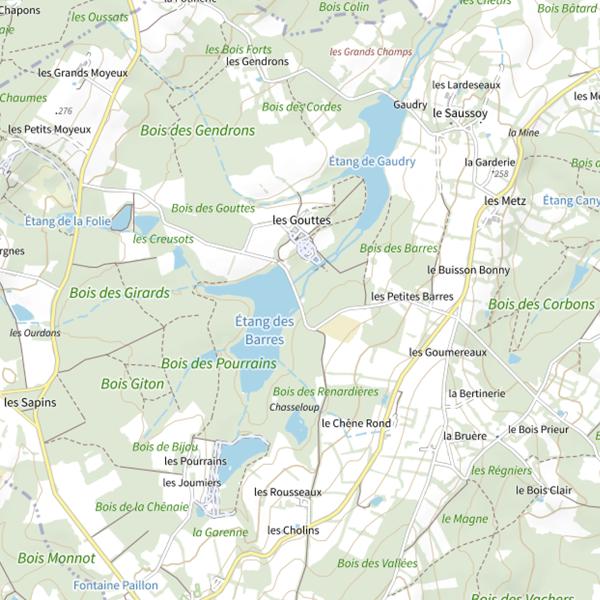Plan cartographique de Étang des Barres