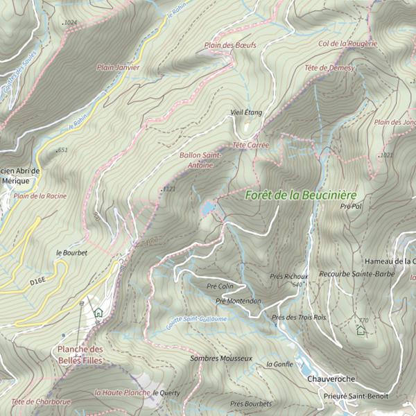 Plan cartographique de Étang des Belles Filles