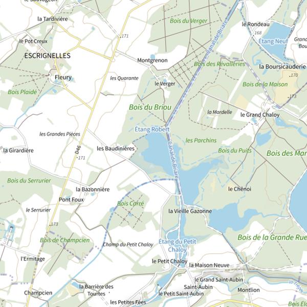 Plan cartographique de Étang des Boudinières