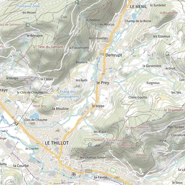 Plan cartographique de Étang des Bourguignons (Vosges)