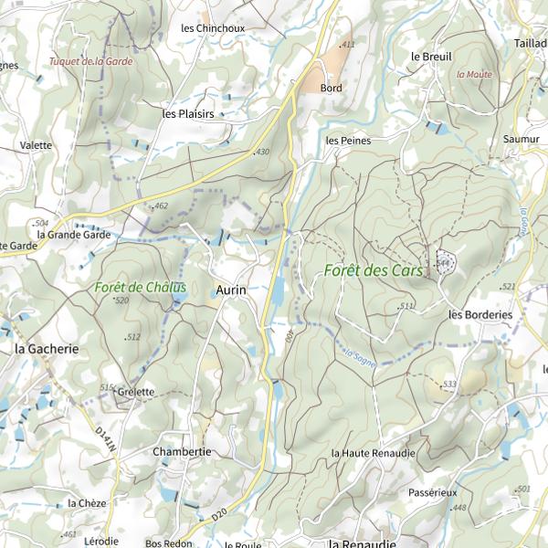 Plan cartographique de Étang des Bussières (Bussière-Galant)