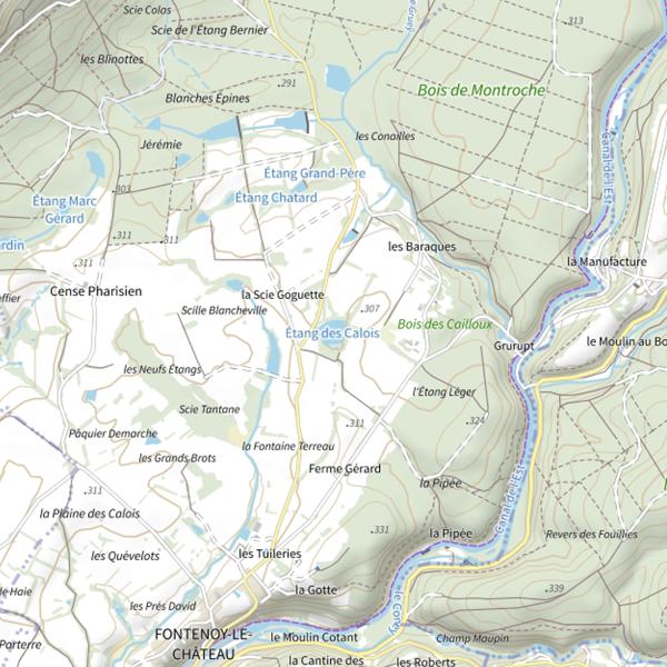 Plan cartographique de Étang des Calois