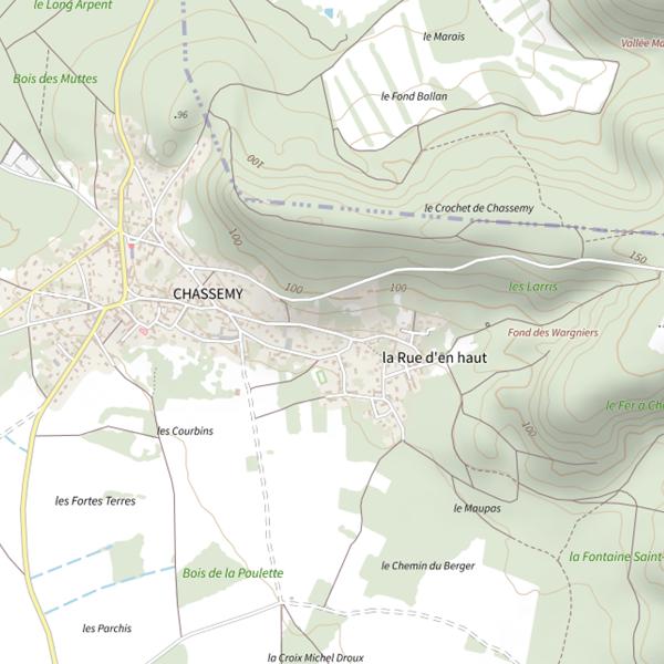 Plan cartographique de Étang des Cavins