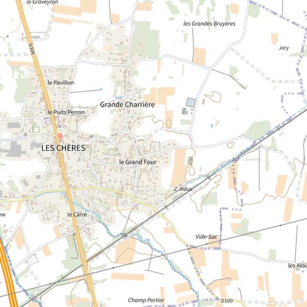 Plan cartographique de Étang des Cheres (Les Chères)