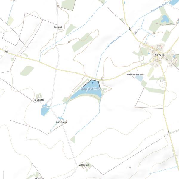 Plan cartographique de Étang des Frênes