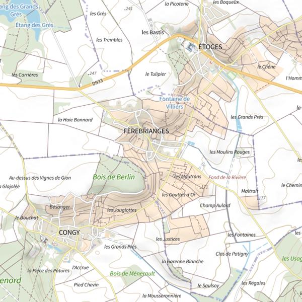 Plan cartographique de Étang des Grès